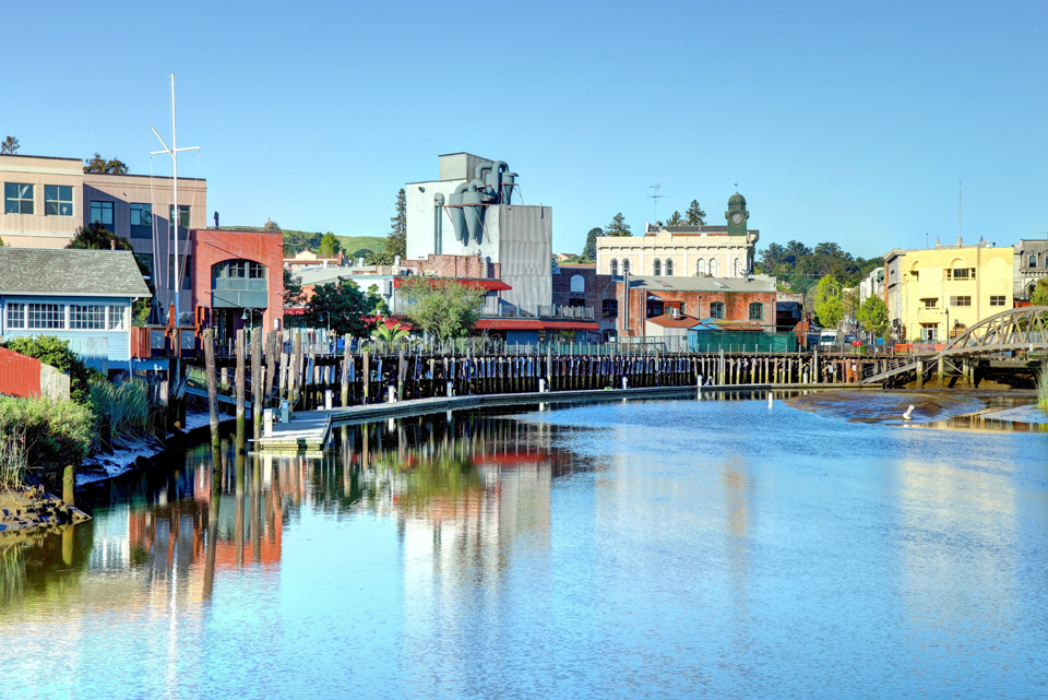 Petaluma, Ca - View of the downtown and water scene